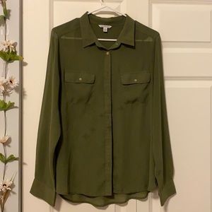 American Eagle Sheer Olive Green Long Sleeve